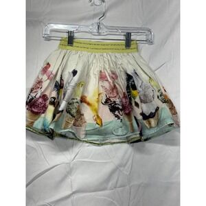 Molo Brenda Skirt Girls 110/116 Circular-Cut Birds Print Waist-Band